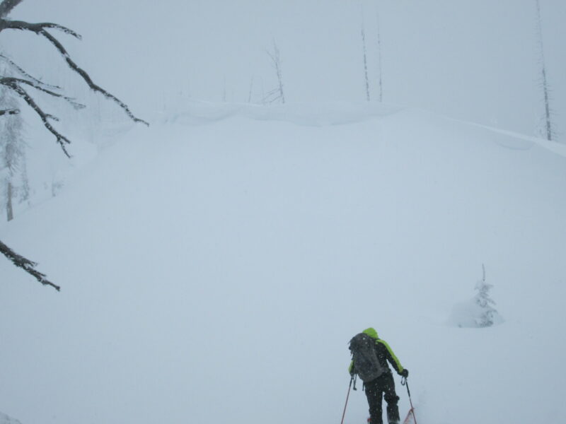 Cornices on east-facing terrain