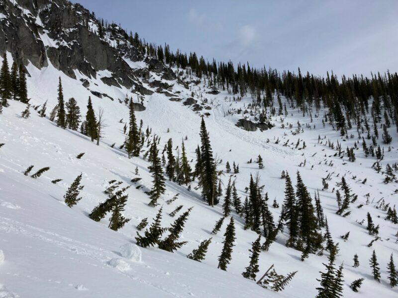 Debris from northern most couloirs  