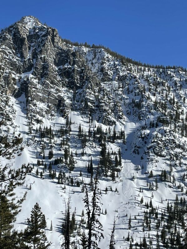 Loose snow sluff in west aspect from 1/5/23 storm