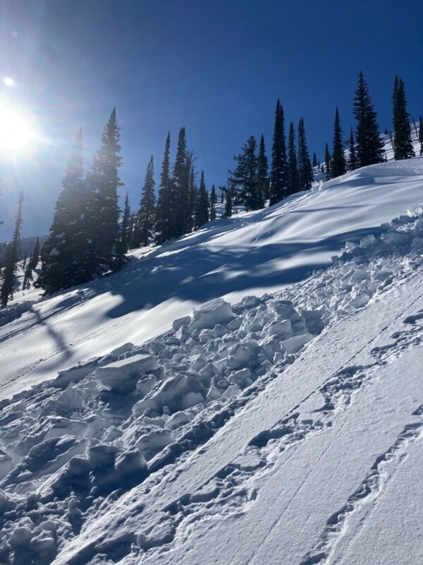 Snowmobile-triggered avalanche NW of Box Lake from Thursday (02/09). SS-AMu-R1-D2-O-7490'-E-1-2' depth