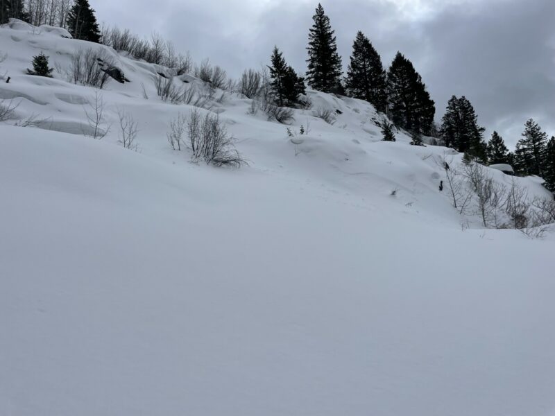 Small crowns in lower terrain from Friday 3/10/23 storm.