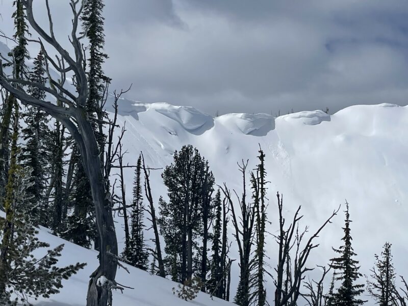 Lots of big cornices littering the ridge lines are prime to release this weekend.
