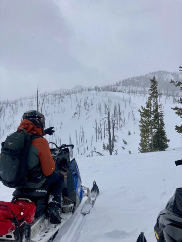 Friday, North of McCall, we witnessed strong South winds loading the North aspects where massive cornices have grown.