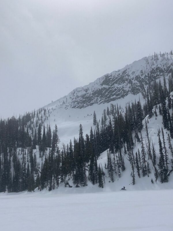 Friday, North of McCall, we witnessed strong South winds loading the North aspects where massive cornices have grown.