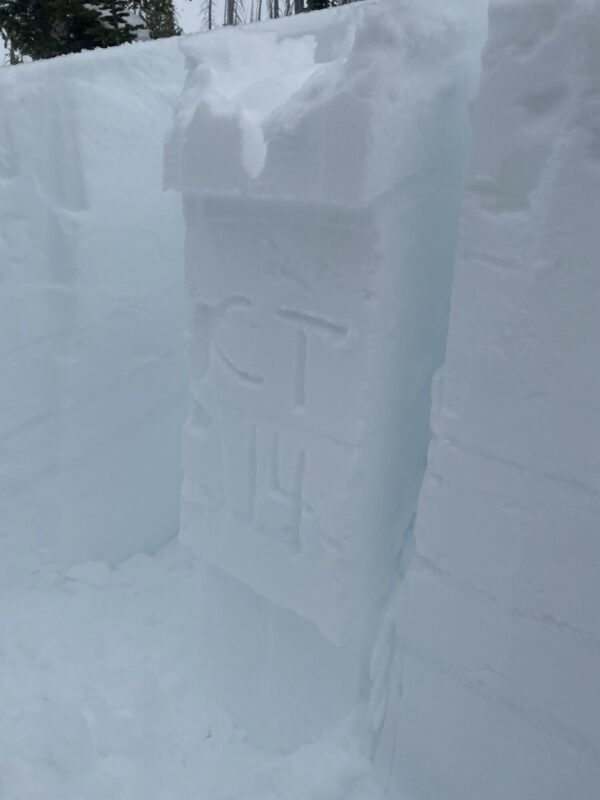 Small block compression tests showed the weak layers around 3 crusts in the upper snowpack that were lacking energy to propagate across a larger block (ECT).